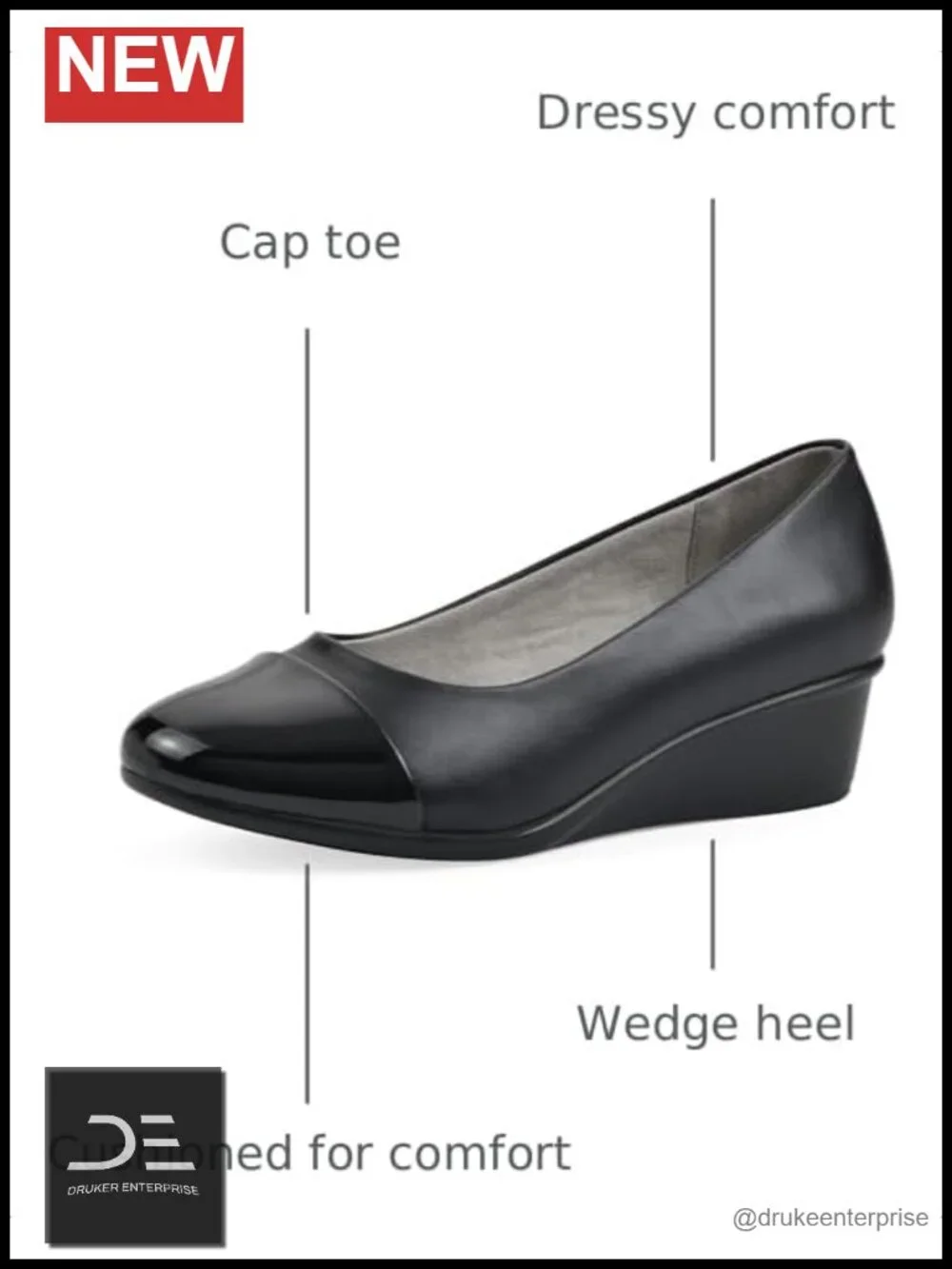 Cushioned Wedge Heel Pump Round Toe Slip On Business Casual